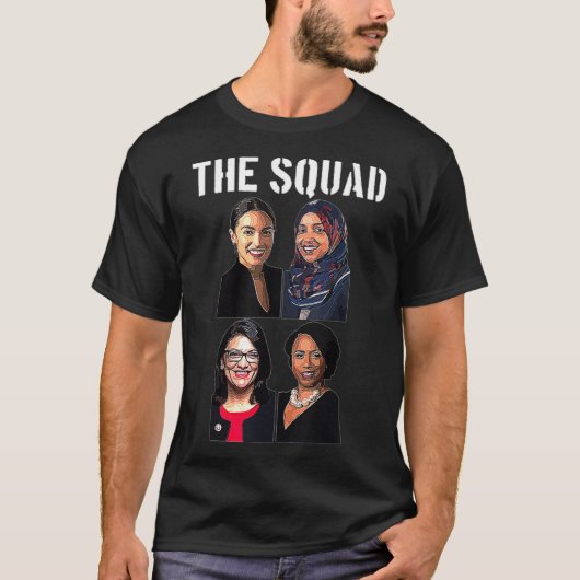 Squad AOC Ocasio Ilhan Omar Tlaib Pressley Green a T-shirt (Voorkant)