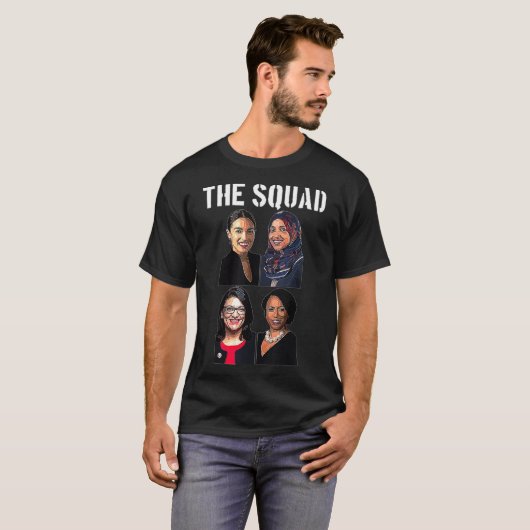 Squad AOC Ocasio Ilhan Omar Tlaib Pressley Green a T-shirt (Voorkant volledig)