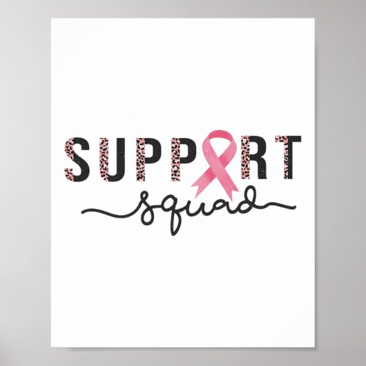 Squad Borstkanker Bewustzijn Leopard Roze Lint Poster (Voorkant)