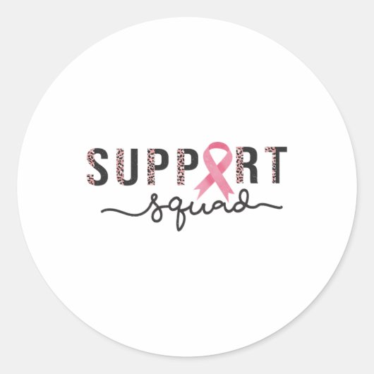 Squad Borstkanker Bewustzijn Leopard Roze Lint Ronde Sticker (Voorkant)