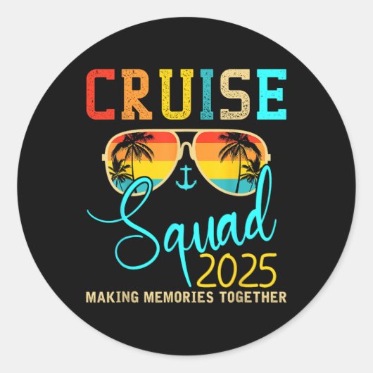 Squad Crew Cruise 2025 Zomervakantie Matching Fa Ronde Sticker (Voorkant)