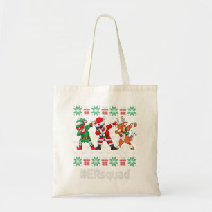 Squad Cute Dabbing Santa Claus Elf Reindeer Ugly X Tote Bag