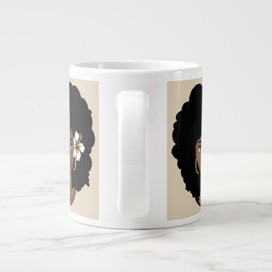 Squad Doelen | Zwarte Afro | Beige Grote Koffiekop (Achterkant)