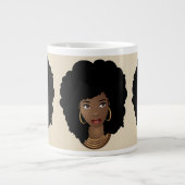 Squad Doelen | Zwarte Afro | Beige Grote Koffiekop (Voorkant)