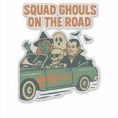 Squad Geesten Op De Weg Retro Halloween Bemanning Sticker (Voorkant)