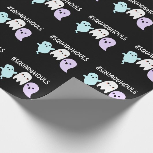 Squad Ghouls Funny Halloween Ghost Pun Dark BG Cadeaupapier (Hoek)