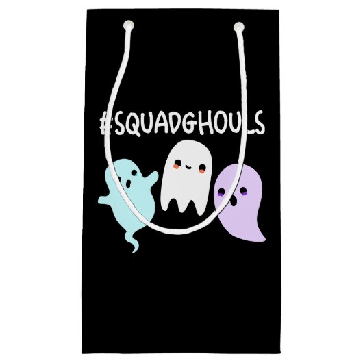 Squad Ghouls Funny Halloween Ghost Pun Dark BG Klein Cadeauzakje (Voorkant)