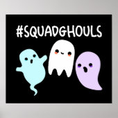 Squad Ghouls Funny Halloween Ghost Pun Dark BG Poster (Voorkant)