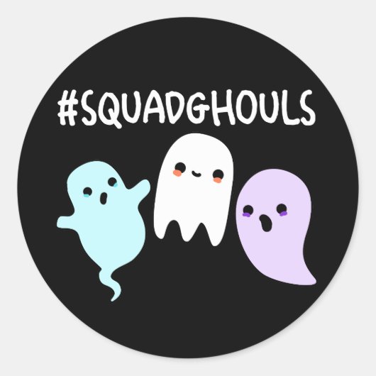 Squad Ghouls Funny Halloween Ghost Pun Dark BG Ronde Sticker (Voorkant)