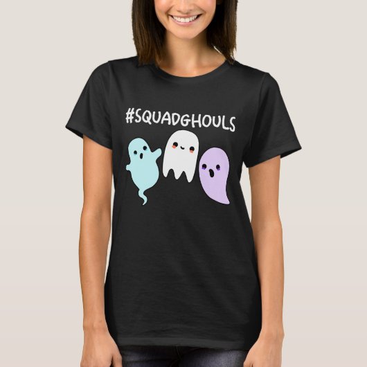 Squad Ghouls Funny Halloween Ghost Pun Dark BG T-shirt (Voorkant)