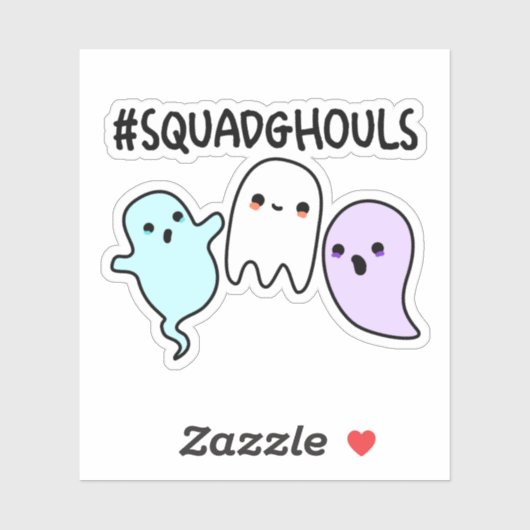 Squad Ghouls Funny Halloween Ghost Pun Sticker (Vel)