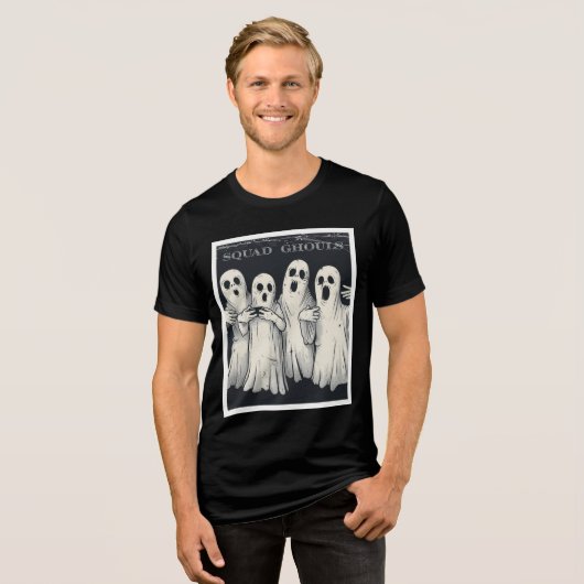 Squad Ghouls – Funny Halloween Ghost Squad Tri-Blend Shirt (Voorkant volledig)