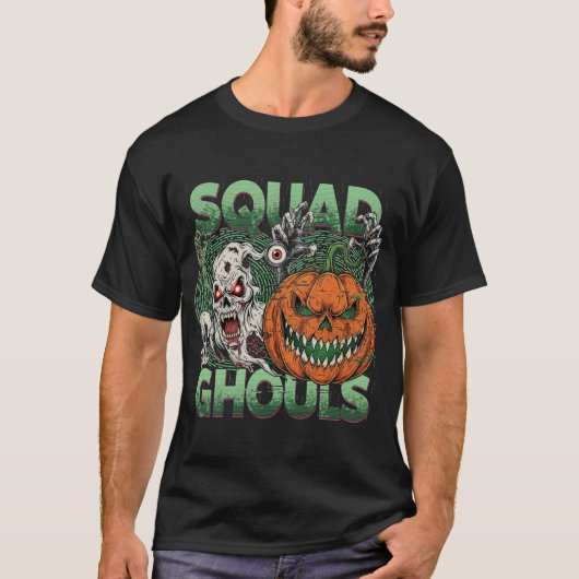 Squad Ghouls Glitch Halloween Horror T-shirt (Voorkant)