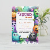 Squad Ghouls Halloween Trick or treat Party Kaart (Staand voorkant)
