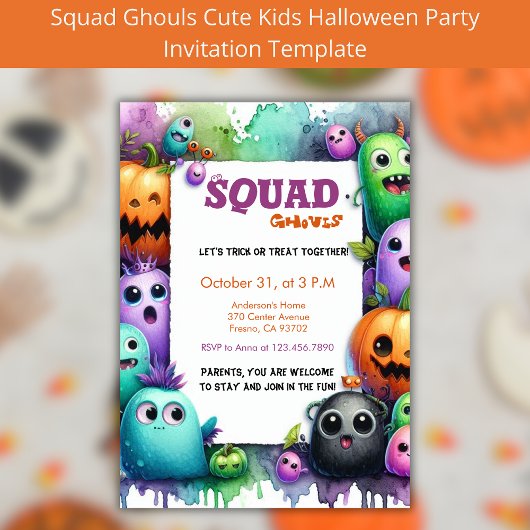 Squad Ghouls Halloween Trick or treat Party Kaart