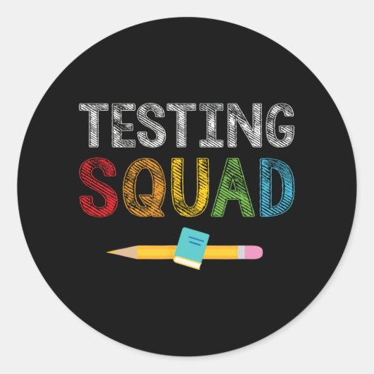 Squad Kostuum Test Dag Leraar Student Ronde Sticker (Voorkant)