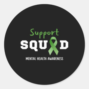 Squad Mental Health Awareness Fun Green Ribbon Ronde Sticker