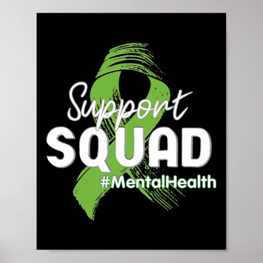 Squad Mental Health Awareness Lime Groen Lint Poster (Voorkant)