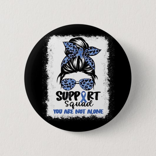 Squad Messy Bun Blue Warrior Alopecia Awareness Ronde Button 5,7 Cm (Voorkant)