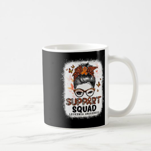 Squad Messy Bun Butterfly Oranje Lint Leukemie Koffiemok (Rechts)