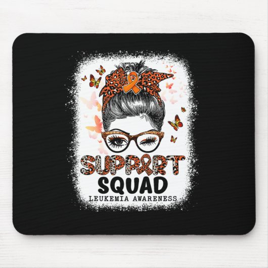 Squad Messy Bun Butterfly Oranje Lint Leukemie Muismat (Voorkant)