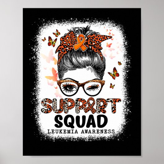 Squad Messy Bun Butterfly Oranje Lint Leukemie Poster (Voorkant)