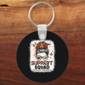 Squad Messy Bun Butterfly Oranje Lint Leukemie Sleutelhanger (Voorkant)