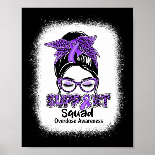 Squad Messy Bun Paarse Lint Overdose Awareness Poster (Voorkant)