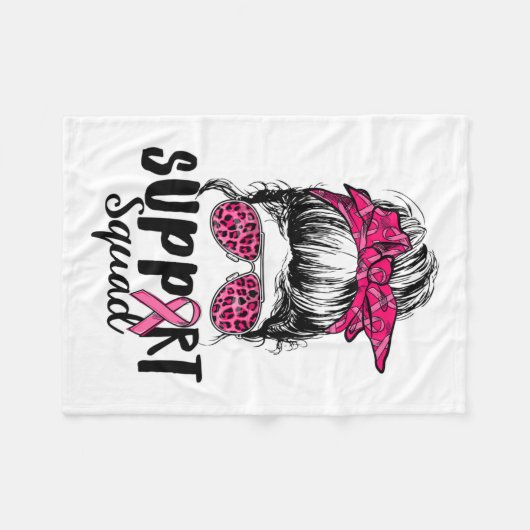 Squad Messy Bun Roze Krijger Borstkanker Awarene Fleece Deken (Voorkant (Horizontaal))