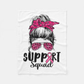 Squad Messy Bun Roze Krijger Borstkanker Awarene Fleece Deken (Voorkant)