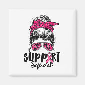 Squad Messy Bun Roze Krijger Borstkanker Awarene Magneet (Voorkant)