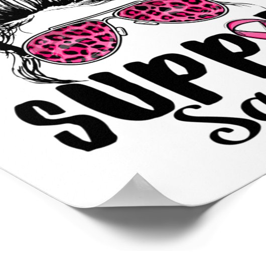 Squad Messy Bun Roze Krijger Borstkanker Awarene Poster (Hoek)