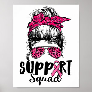 Squad Messy Bun Roze Krijger Borstkanker Awarene Poster