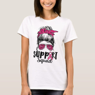 Squad Messy Bun Roze Krijger Borstkanker Awarene T-shirt