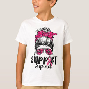 Squad Messy Bun Roze Krijger Borstkanker Awarene T-shirt