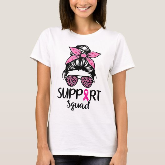 Squad rommelige knot luipaard roze borstkanker bew t-shirt (Voorkant)