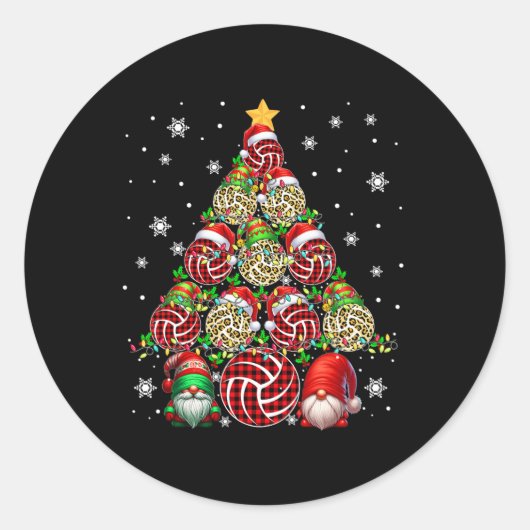 Squad Santa Elf Leopard Volleybal Uitrusting Xmas Ronde Sticker (Voorkant)
