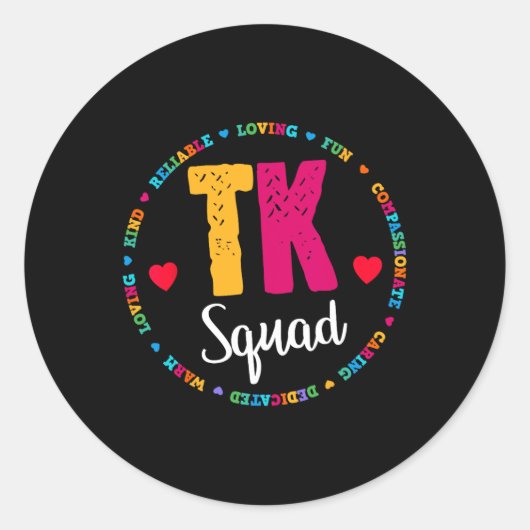 Squad T-shirt - Overgangskleuterschool Lerarenteam Ronde Sticker (Voorkant)