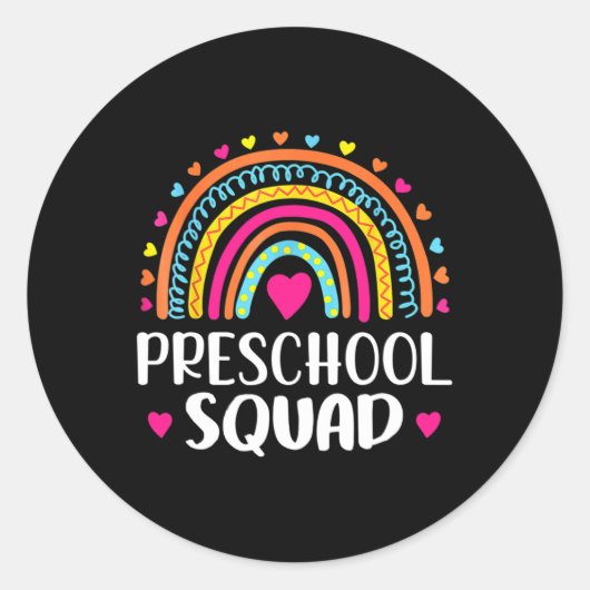 Squad Teacher Fun Rainbow Lover Terug naar school Ronde Sticker (Voorkant)