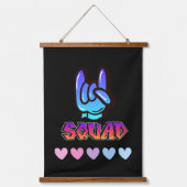 Squad typografie hangend wandkleed (Voorkant)