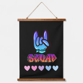 Squad typografie hangend wandkleed
