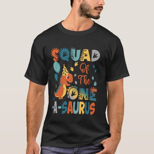 Squad Van De One-A-Saurus 2e Verjaardag Dinosaur P T-shirt (Voorkant)