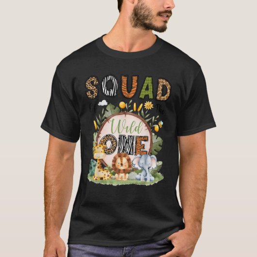 Squad van de Wild One 1st Birthday Boy Safari Jung T-shirt (Voorkant)