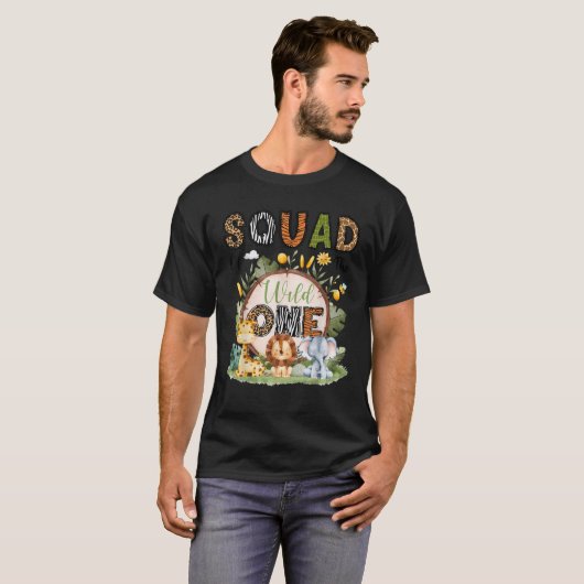 Squad van de Wild One 1st Birthday Boy Safari Jung T-shirt (Voorkant volledig)