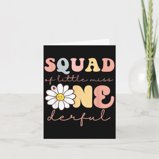 Squad van kleine lieve eendagsvrouw eerste verjaar kaart (Voorkant)