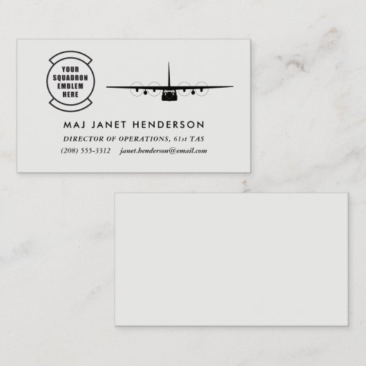 Squadron Patch C-130 Hercules Professional Pilot Visitekaartje (Voorkant / Achterkant)