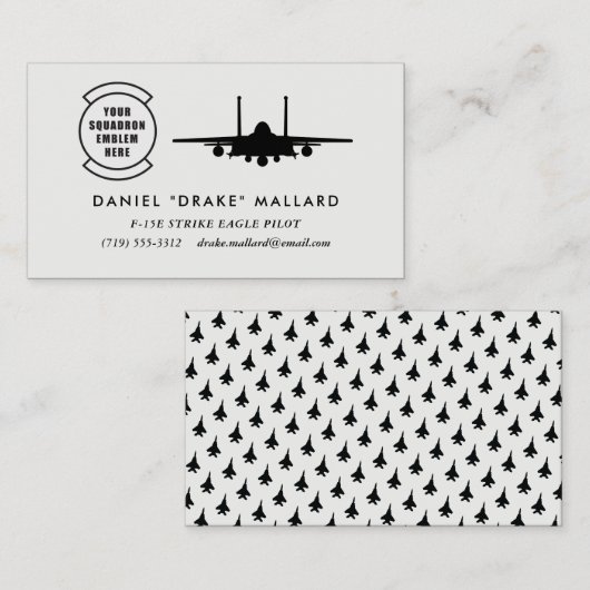 Squadron Patch F-15E Strike Eagle Pilot Visitekaartje (Voorkant / Achterkant)