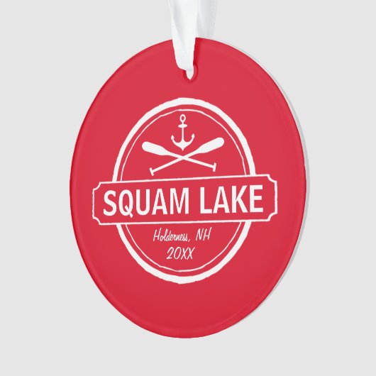 Squam Lake NH gepersonaliseerde stad, naam en anke Ornament (voorkant)