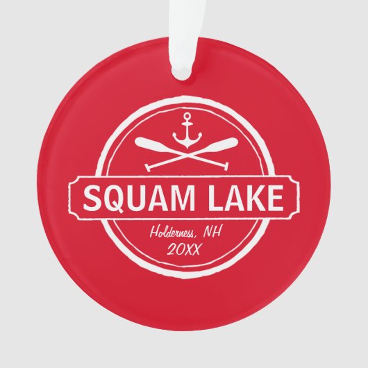 Squam Lake NH gepersonaliseerde stad, naam en anke Ornament (voorkant)
