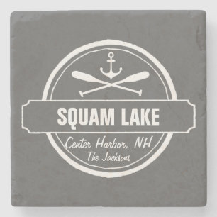 Squam Lake NH gepersonaliseerde stad, naam en anke Stenen Onderzetter